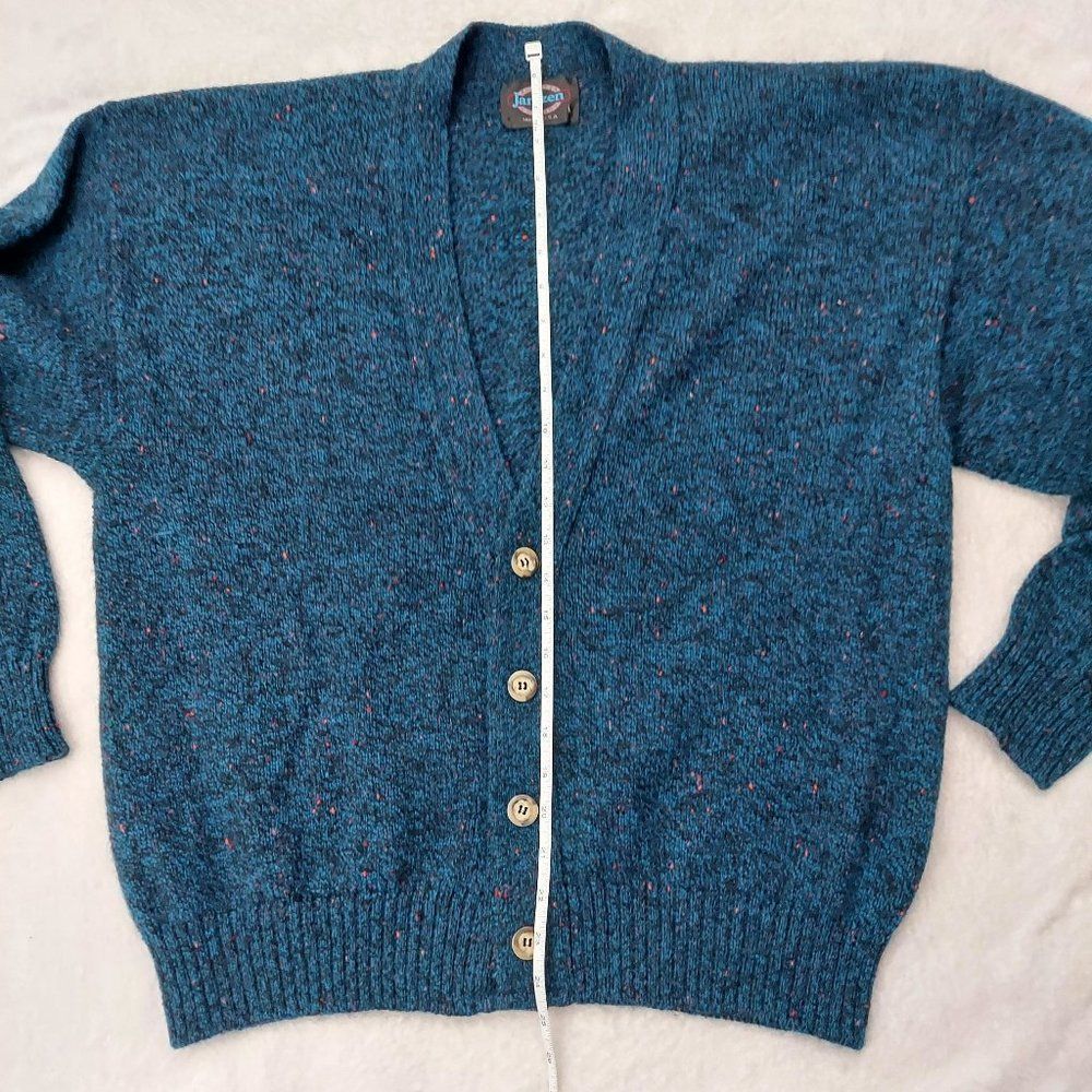 Vintage 1980s 1990s Jantzen Cardigan sweater, Unisex, Blue, L - Picture 10 of 16